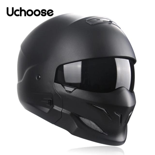 Capacete Predador Multifuncional Destacável para Motocicleta com Meia Cobertura