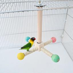 Gaiola De Brinquedo De Pássaro Parrot Com Rolamentos, Quadro De Suporte Rotativo, Sisal Stand Rod, Acessórios De Gaiola De Pássaro - Image 1