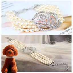 Pérolas strass jóias para gato e cão, quatro linhas gargantilha, corrente de cão, coleira, colar, suprimentos - Image 6