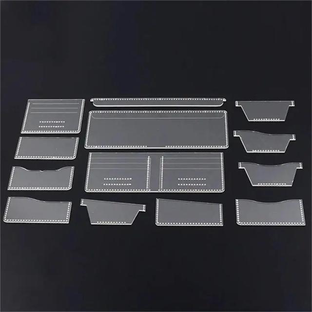 Conjunto de Stencils para Carteira Universal - 13 Peças para DIY com Modelo de Clipe Curto e Costura 