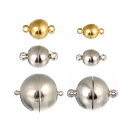 Fortes fechos magnéticos para fazer jóias, forma de bola redonda, conectores de fivela final, pulseira DIY e colar Descobertas, 5 conjuntos por lote - Image 1