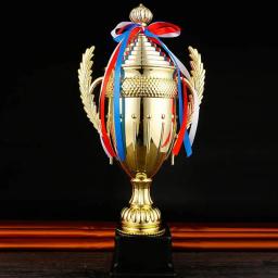 Grande Troféu De Ouro Copa Troféu Personalizado Fita Colorida Prêmio De Ouro Para Torneios Esportivos Competições Soccer Football League Match - Image 2