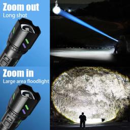Lanterna led super poderosa, pode acelerar folhas, chama, tocha tática, à prova d'água, recarregável, lâmpada de trabalho ao ar livre, acampamento - Image 2