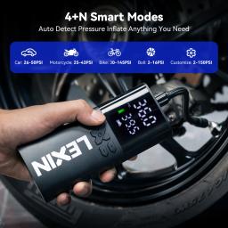 Lexin P4 Bomba de ar inteligente 4000mAh para motocicletas Inflador de pneus Barco de bicicleta com LED Digital e inflação de pressão predefinida - Image 2