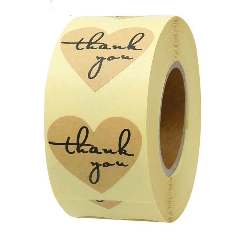 Obrigado Etiqueta Adesivos, Papel Kraft Flores, Pacote De Cartão De Presente, Embrulho Da Festa, Cozimento Presente Pequeno Negócio, Selagem Adesivos, 5cm - Image 1