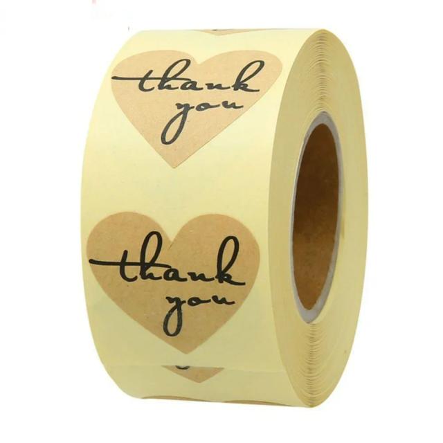 Etiqueta Adesiva em Papel Kraft com Flores para Embrulho de Presentes e Selagem - Pacote de Cartão de Presente para Pequenos Negócios, 5cm