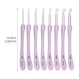 Conjunto de ganchos de crochê de liga de alumínio roxo, 8 peças, alças ergonômicas de agulhas de tricô, adequado para chapéu de tricô, suéter, meias de bebê, sci - Image 6