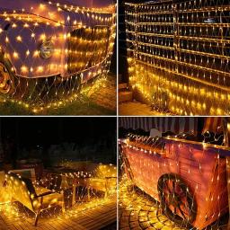 LED Net Mesh Fairy String Light, Guirlanda, Janela Cortina, Natal, Festa de Casamento, Feriado, 1.5x1.5m, 3x2m, 6x4m - Image 5