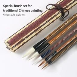 Pincéis de caligrafia chinesa com suporte da escova de bambu Roll-up, pintura Sumi, escrita arte kanji, escova aquarela, 6pcs, 9 pcs, 12 pcs, 16pcs - Image 2