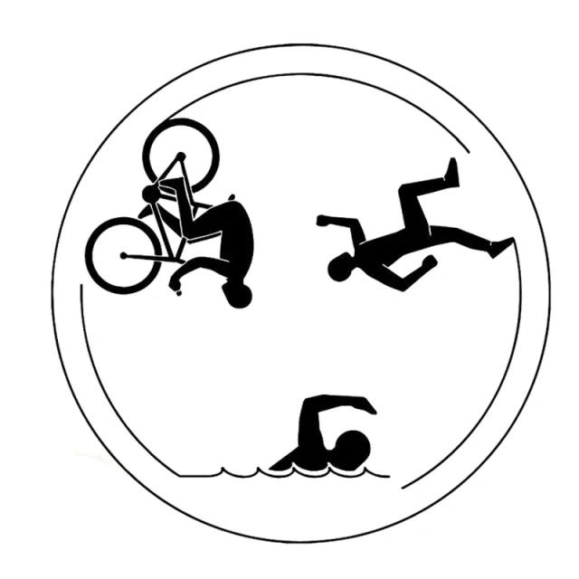 Adesivos Criativos Impermeáveis para Carros: Design Triathlon, Natação, Corrida e Bicicleta em PVC 14x14cm