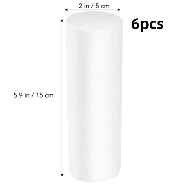 Cilindros de Poliestireno para Modelagem em Espuma Craft - Kit com 6 Peças para Projetos DIY e Arranjos Florais