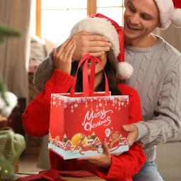 Sacos de presente de natal papai noel elk floco de neve impressão bolsa presentes de natal embrulho suprimentos feliz natal sacolas - Image 5