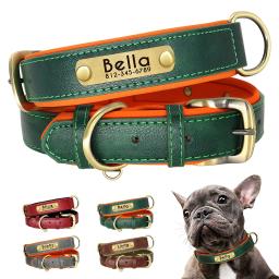 Personalizado Couro ID Nameplate Dog Collar, macio acolchoado Cães Coleiras, Gravura Livre Nome para Pequenas Médias Grandes Cães, ajustável - Image 1