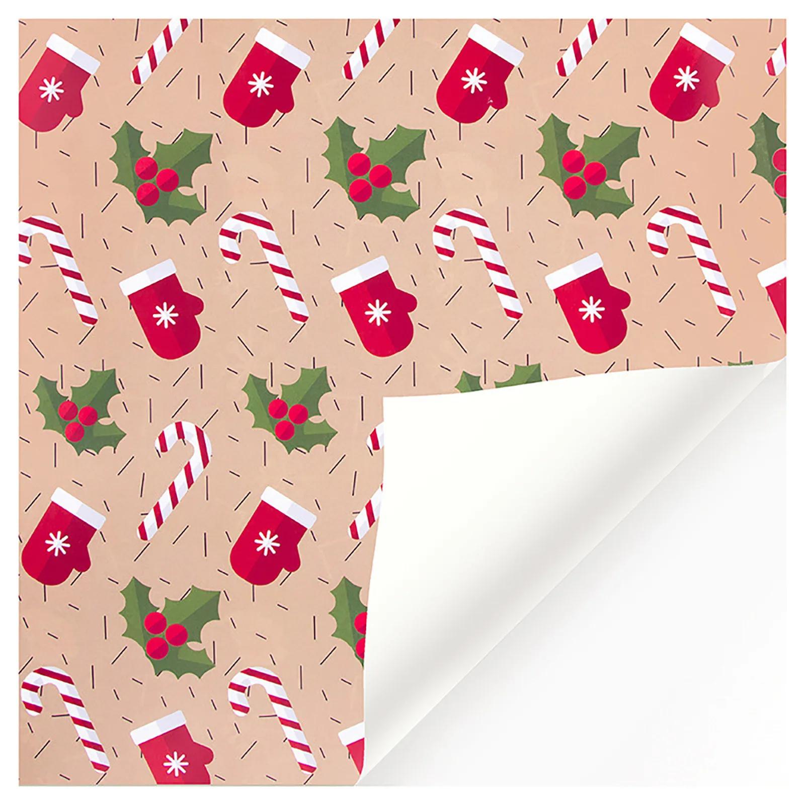 Papel de embrulho kraft retro face única, papel artesanal DIY para embalagem de presentes de Natal e Ano Novo, 1pc - Image 1