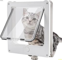 Porta interior para cães e gatos, fechadura rotativa de 4 vias, fecho magnético, porta interior para animais de estimação para cães e gatos, porta grande resistente às intempéries - Image 1