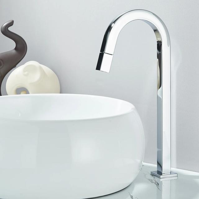 Torneira Misturadora Black Chrome para Pia e Bacia com Interruptor Rotativo e Montagem na Bancada