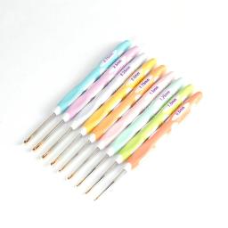 Alumínio Crochet Agulhas Set com aperto colorido, Agulhas de tricô, DIY Processo Ferramenta, Mão De Malha, 9Pcs - Image 1