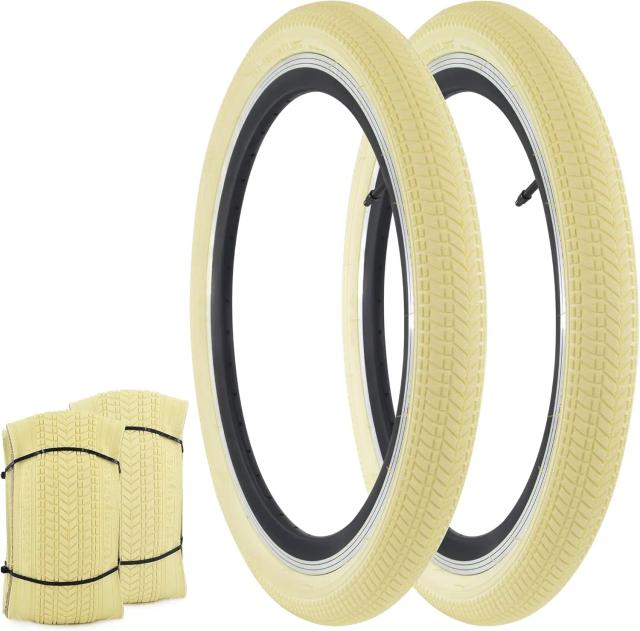 Zukka Pneus de Bicicleta 20x2.125 Kit com 2 Peças Preto/Branco