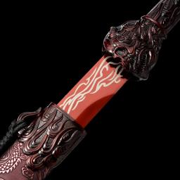 Espada chinesa tradicional forjada à mão, 108cm, aço t10, com lâmina de cor vermelha, real, tang completo, treinamento pronto, metal, tsuka, ghost catana - Image 2