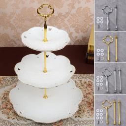 Suporte de placa de bolo com alça 3 camadas Suporte de hardware para festa de casamento Cupcake de resina Prato de sobremesa Suporte para servir - Image 2