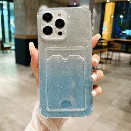 Porta-cartão de luxo para mulheres, estojo de carteira, à prova de choque, brilhante, Bling, brilho, capa para iPhone 15 Pro Max, 11, 12, 13, 14 Plus, XS, X, XR - Image 3