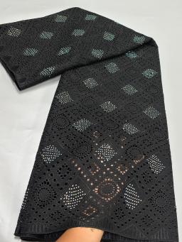 Tecido de renda suíço africano voile, 100% bordado furado, vestuário nigeriano, roupas de costura, pele saudável, branco, 100% algodão, original, 2024 - Image 6