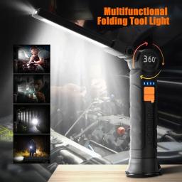 Luz de trabalho multifuncional portátil, luz de acampamento dobrável, lanterna LED recarregável USB com bateria embutida, lâmpada magnética - Image 5