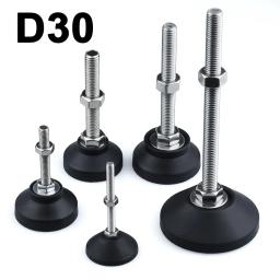 Almofada de aço inoxidável nivelamento pé, torno ajustável perna, base giratória pernas articuladas, tipo de rosca, SS304, M5, M6, Dia 30mm, 4pcs - Image 1