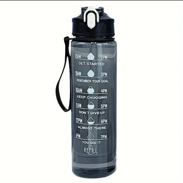 Garrafa de Água Grande Capacidade 800ml com Proteção contra Vazamentos e Escala de Tempo para Viagens e Fitness