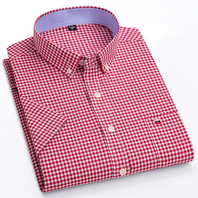 Camisa Masculina Oxford Manga Curta Xadrez Listrada 7XL