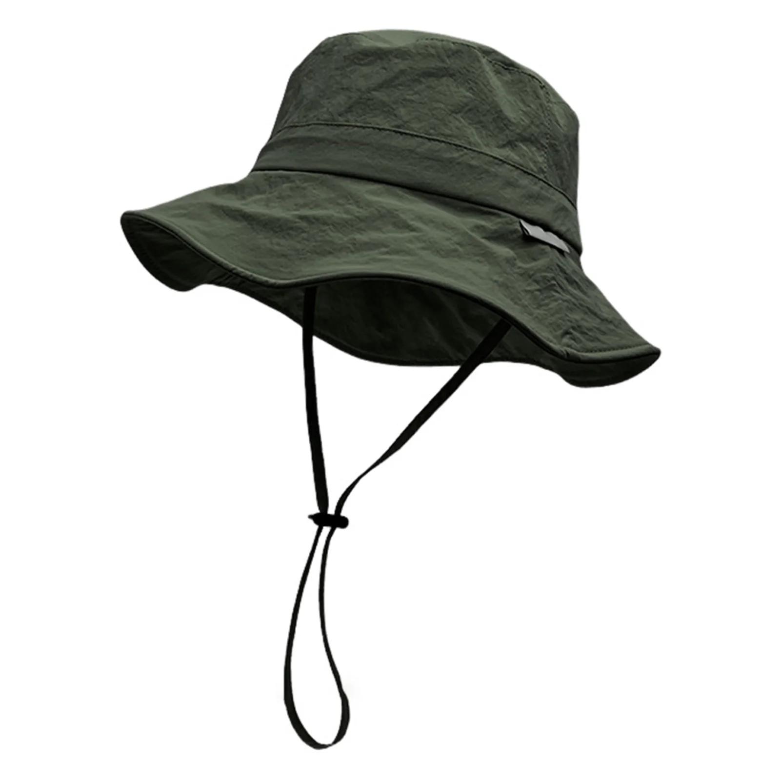 Chapéus de sol de cor sólida para homens boné de pesca ao ar livre aba larga proteção anti-uv feminino balde chapéu verão caminhadas bonés de pescador - Image 1