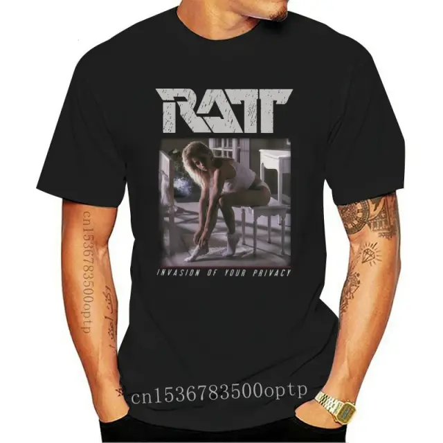 Camiseta Personalizada de Heavy Metal Masculina - Invasão de Ratt de Sua Privacidade, Roupas Premium, Tamanho 010686