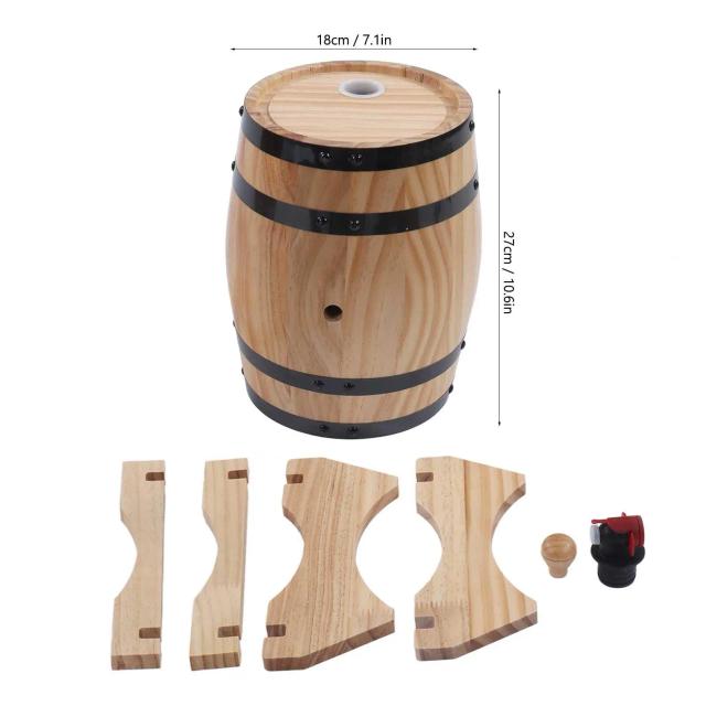 Balde de Distribuição em Barril de Vinhos de Pinheiro para Tequila, Vinho e Whisky - Ideal para Churrascarias, Disponível em 1L, 3L e 5L