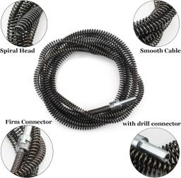 Flexível Auger Cabo Serpente Tamanco Removedor com Conector de Broca, Limpador de Tubos, Cozinha, Banheiro, Chuveiro, Pia, 1m - Image 6