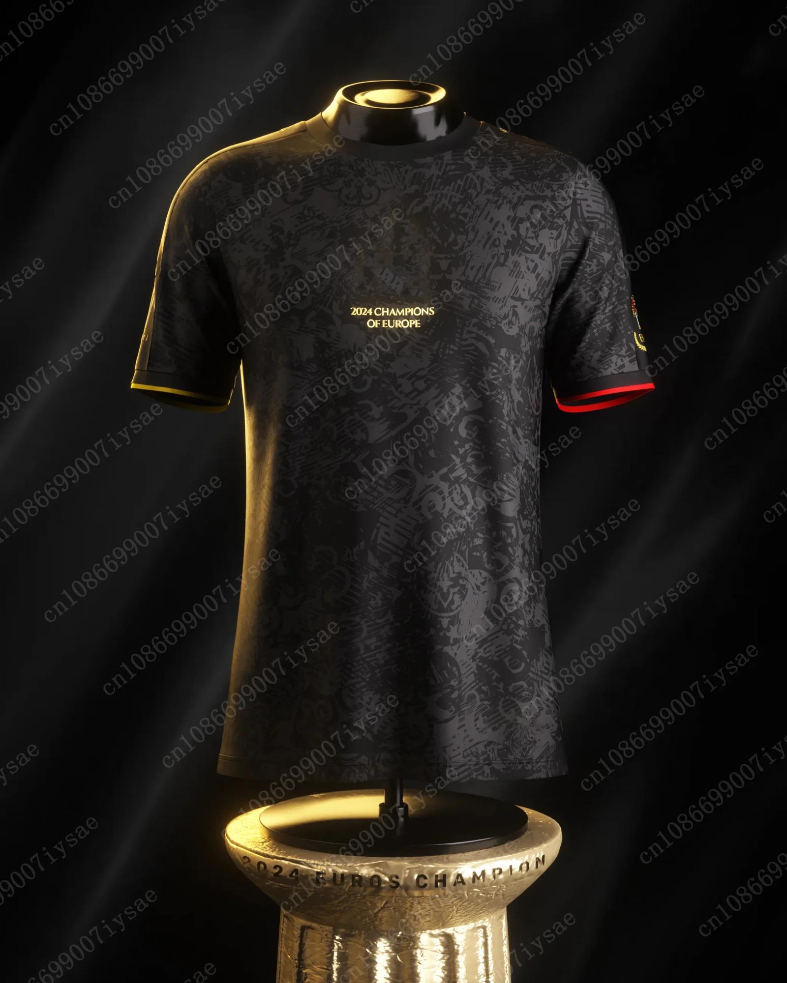 Campeão Equipe de Futebol Jersey para Adultos e Crianças, Camisa Esportiva, Preto, Dourado, Limitado, Quente, Salling, Número 24, Treinamento, Mais Recente, 24, 25 - Image 1