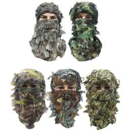 10 pçs camuflagem 3d folha máscara facial ghillie terno sniper caça capuz caparmy tático chapéu de camuflagem respirável elástico balaclava - Image 1