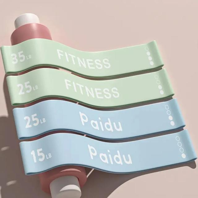 Conjunto de 4 Faixas de Resistência para Exercícios, Pilates e Ioga com 4 Níveis Ajustáveis de Sobretensão