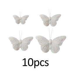 Parede adesivos com borboleta decoração, 10 peças, moda, artesanato, pena, branco - Image 3