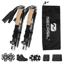 Pólos de trekking dobráveis com sistema de bloqueio rápido, bastão de alumínio leve, bengala, adequado para homens e mulheres, 2 peças - Image 2