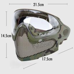 Máscara tática facial completa paintball airsoft cs tiro malha de aço respirável cabeça protetora capacete usando máscaras equipamentos caça - Image 2