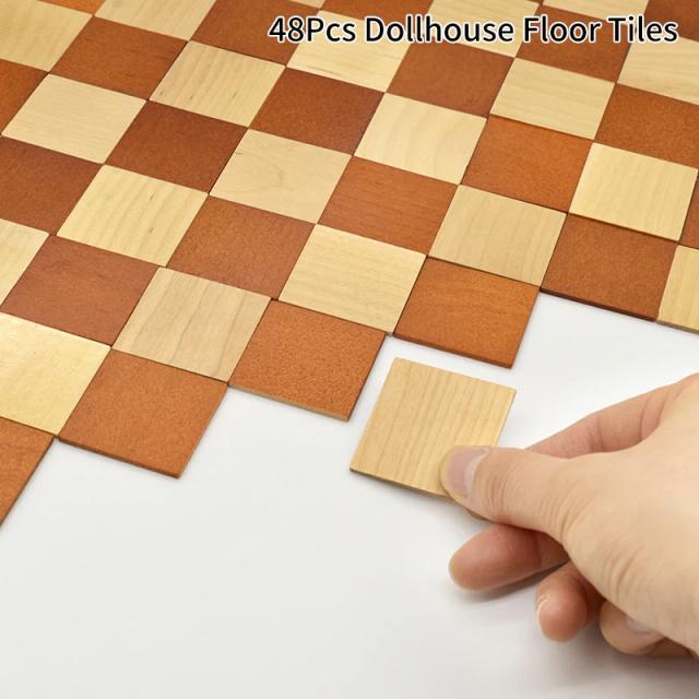 Miniaturas autoadesivas de ladrilhos 3D em grão de madeira para decoração de casa de boneca e ambientes como sala de estar e quarto - Pacote com 40 peças.