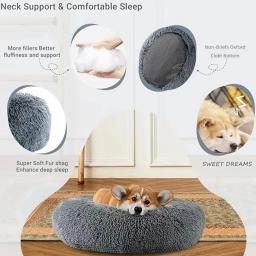 Cama redonda de pelúcia longa super macia, casa de dormir quente para cães e gatos médios, 40-90cm, inverno - Image 4