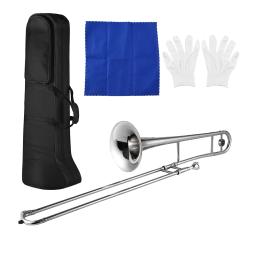 Prata Trompete Alto Trombone, Bb Tone, B Flat, Instrumento de Sopro, Cupronickel, Bocal, Limpeza Stick Case, Iniciante, Professor - Image 4