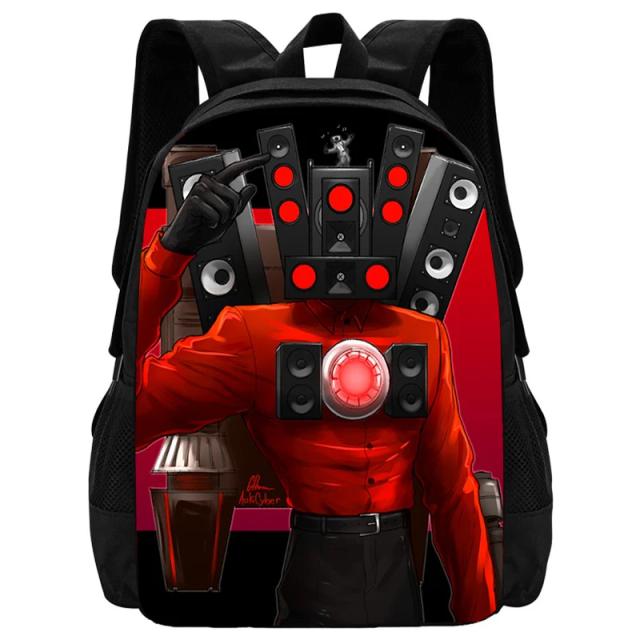 Bolsa Escolar Skibidi-Titan Speakerman: Mochila Anime para Meninos e Viagens para Adolescentes
