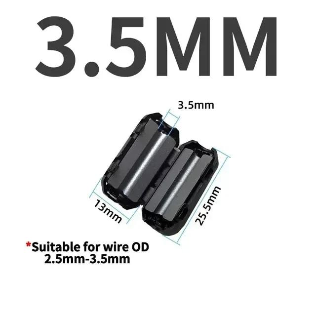 Anel Ferrite Clipe Cabo 20 peças Filtro EMI RFI 3.5/5/7/9/13mm Preto