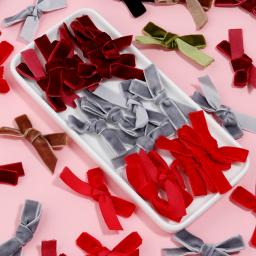 10 Pçs/lote 6*3.5cm Laços de Fita de Veludo Coloridos Feitos À Mão Para DIY Artesanato de Costura Roupas Headwear Acessórios Festa Decoração de Casamento - Image 4