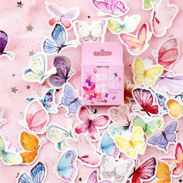 Adesivo Decorativo Infantil de Borboleta em 46 Cores para DIY, Diários, Álbuns de Fotos e Decoração Escolar e de Escritório