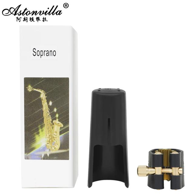 Acessório Premium para Saxofone Soprano: Braçadeira de Metal com Fivela e Tampa de Couro