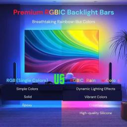 Faixa de led com luz de fundo de tv rgbic, sensor de gama de cores ar, cor de sonho, decoração ambiente, tela de lâmpada, sincronização de cores, controle de software inteligente - Image 3