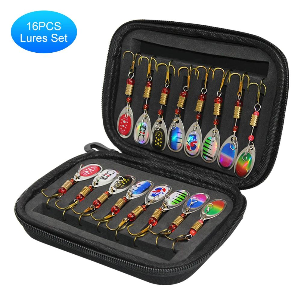 Pesca Colheres Lures Set com Storage Bag Case, Metal Iscas, Fundição Spinner, Isca de pesca ao ar livre, 16Pcs, 20Pcs - Image 1
